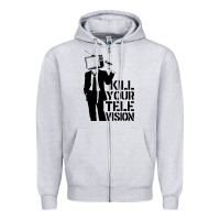 Heather Grey kill your television Zipper Hoodie - artisFamous