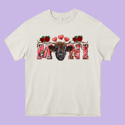 Valentine's Day Mini Black Highland Calf Heavy Core Tee Designed By Ranaportraitstore