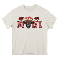 Cream Valentine's day mini black highland calf Heavy Core Tee - RanaPortraitStore