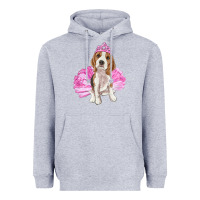 Heather Grey Balerina beagle with tutu Heavyweight Hoodie - RanaPortraitStore