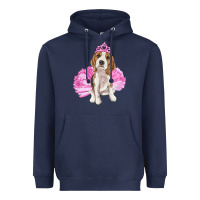 Navy Balerina beagle with tutu Heavyweight Hoodie - RanaPortraitStore