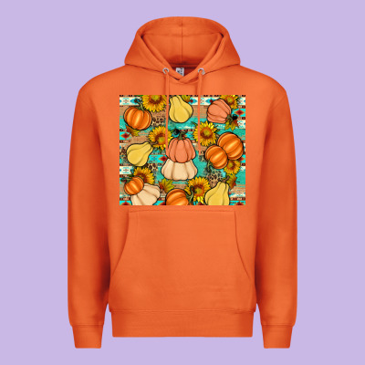 Pumpkin Sunflowers Leaves Premium Hoodie Designed By Artiststas