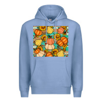 Colony Blue pumpkin sunflowers leaves Premium Hoodie - Artiststas