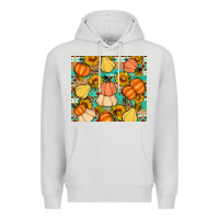 Dove Grey pumpkin sunflowers leaves Premium Hoodie - Artiststas