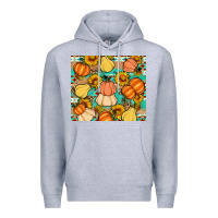 Heather Grey pumpkin sunflowers leaves Premium Hoodie - Artiststas