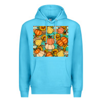 Ocean Blue pumpkin sunflowers leaves Premium Hoodie - Artiststas