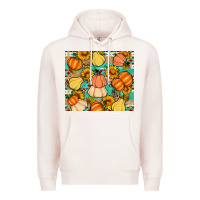 Pale Pink pumpkin sunflowers leaves Premium Hoodie - Artiststas
