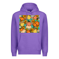 Purple pumpkin sunflowers leaves Premium Hoodie - Artiststas