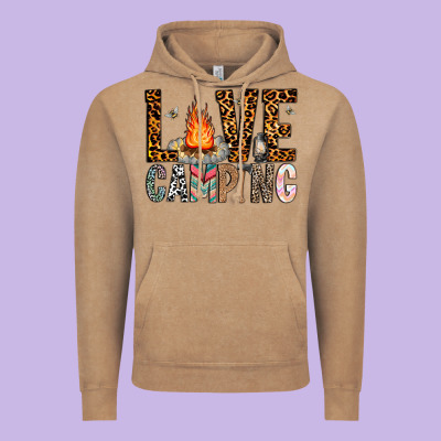 Love Camping Vintage Hoodie Designed By Cowhidedigitalart