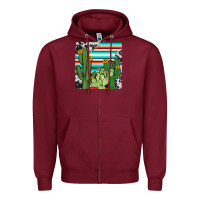 Burgundy cactus cowhide coaster Zipper Hoodie - JahusDesignShop