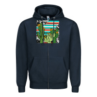 Navy cactus cowhide coaster Zipper Hoodie - JahusDesignShop