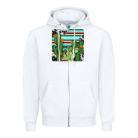 White cactus cowhide coaster Zipper Hoodie - JahusDesignShop
