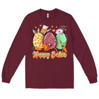 Burgundy Happy Easter Eggs Nurse Long Sleeve Tee - LillyAllenDesigns