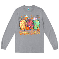 Heather Grey Happy Easter Eggs Nurse Long Sleeve Tee - LillyAllenDesigns
