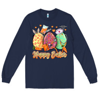 Navy Happy Easter Eggs Nurse Long Sleeve Tee - LillyAllenDesigns