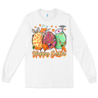 White Happy Easter Eggs Nurse Long Sleeve Tee - LillyAllenDesigns