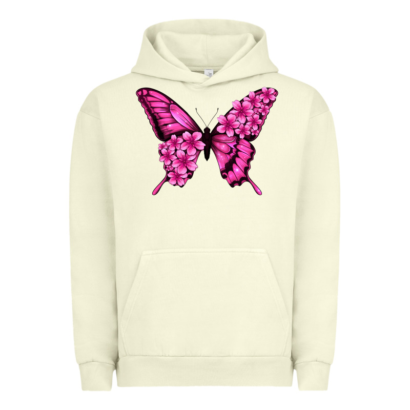 Floral Pink Butterfly Urban Hoodie by Jasminsmagicworld | Teevron