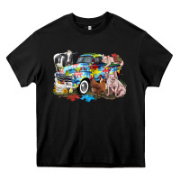 Black Autism truck with farm animals Heavy Core Tee - CowGirlArtShop