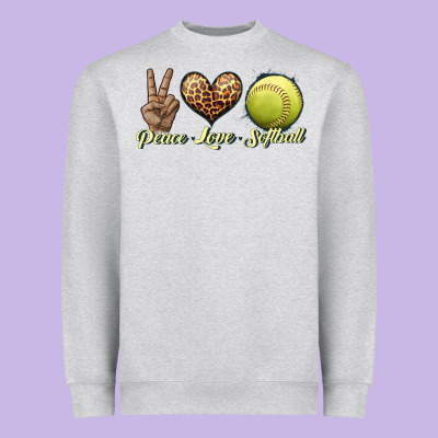 Peace Love Softball Heavyweight Sweatshirt Designed By Jahusdesignshop