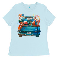 Baby Blue Customize USA truck Ladies Tee - FaDigitalArtStudio