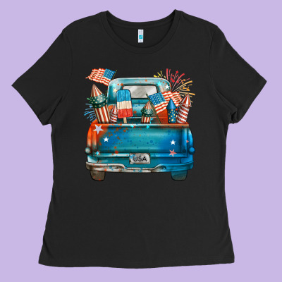 Customize Usa Truck Ladies Tee Designed By Fadigitalartstudio