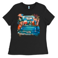Black Customize USA truck Ladies Tee - FaDigitalArtStudio