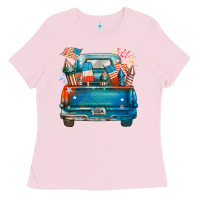 Bubblegum Pink Customize USA truck Ladies Tee - FaDigitalArtStudio