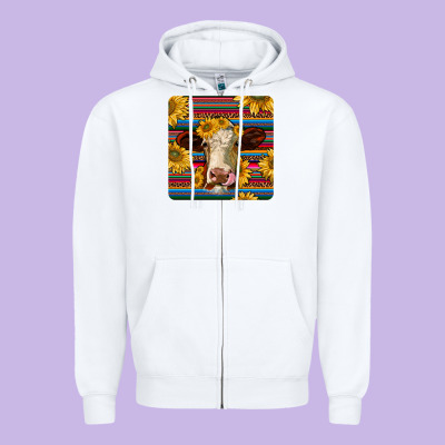 Serape Hereford Coaster Zipper Hoodie Designed By Jahusdesignshop