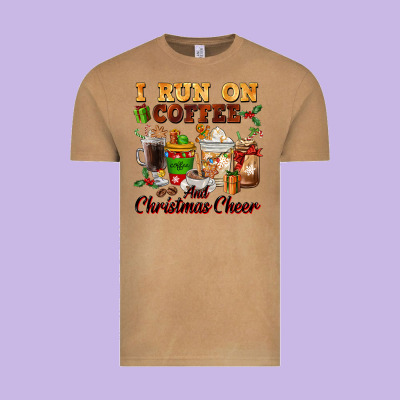 I Run On Coffee And Christmas Cheer Vintage Tee Designed By Fadigitalartstudio