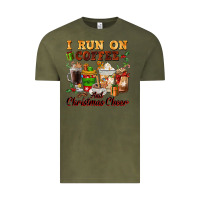 Vintage Olive i run on coffee and christmas cheer Vintage Tee - FaDigitalArtStudio