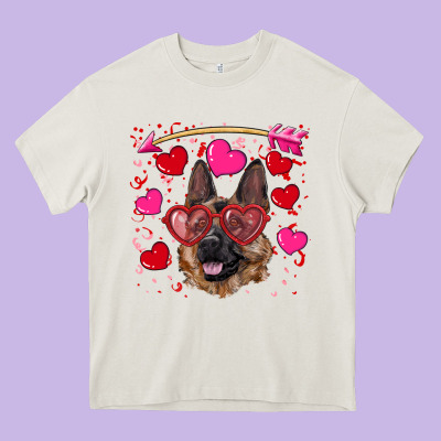 Valentine's German Shepherd Heavy Core Tee Designed By Ranaportraitstore