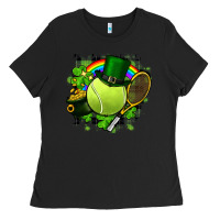 Black St. Patrick's Day Tennis Ladies Tee - FaDigitalArtStudio