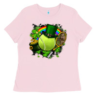 Bubblegum Pink St. Patrick's Day Tennis Ladies Tee - FaDigitalArtStudio