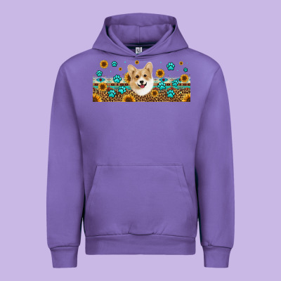 Western Corgi Dog Urban Hoodie Designed By Jasminsmagicworld