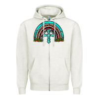 Oatmeal Heather cross christmas rainbow Zipper Hoodie - JahusDesignShop