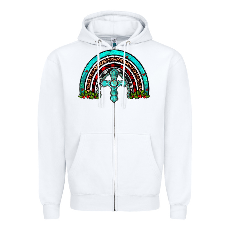 Cross Christmas Rainbow Zipper Hoodie by JahusDesignShop | Teevron