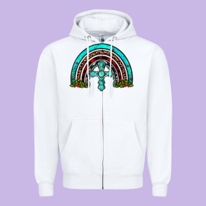 Cross Christmas Rainbow Zipper Hoodie Designed By Jahusdesignshop