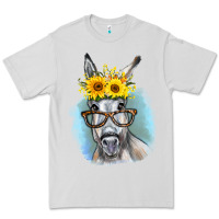Dove Grey Sunflower Glasses Donkey Premium Tee - RanaPortraitStore