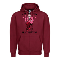 Burgundy funny i am smitten in my mittens bernie Zipper Hoodie - artisFamous