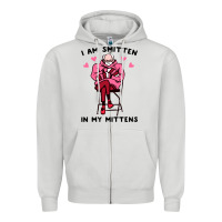 Dove Grey funny i am smitten in my mittens bernie Zipper Hoodie - artisFamous