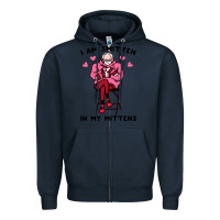 Navy funny i am smitten in my mittens bernie Zipper Hoodie - artisFamous