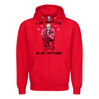Red funny i am smitten in my mittens bernie Zipper Hoodie - artisFamous