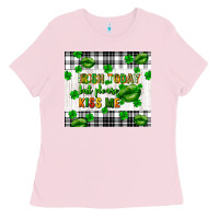 Bubblegum Pink Irish today but please kiss me st. patricks day Ladies Tee - FaDigitalArtStudio