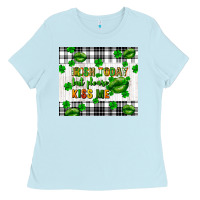 Baby Blue Irish today but please kiss me st. patricks day Ladies Tee - FaDigitalArtStudio