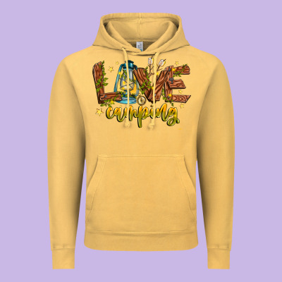 Love Camping Vintage Hoodie Designed By Cowhidedigitalart