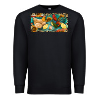 Black Chicken rooster and chicks with leopard Premium Sweatshirt - RanaPortraitStore