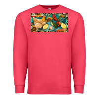 Cardinal Chicken rooster and chicks with leopard Premium Sweatshirt - RanaPortraitStore