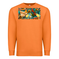 Carrot Chicken rooster and chicks with leopard Premium Sweatshirt - RanaPortraitStore