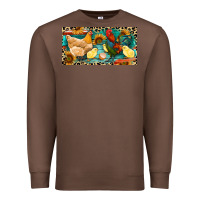 Chestnut Chicken rooster and chicks with leopard Premium Sweatshirt - RanaPortraitStore