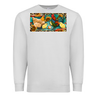 Dove Grey Chicken rooster and chicks with leopard Premium Sweatshirt - RanaPortraitStore